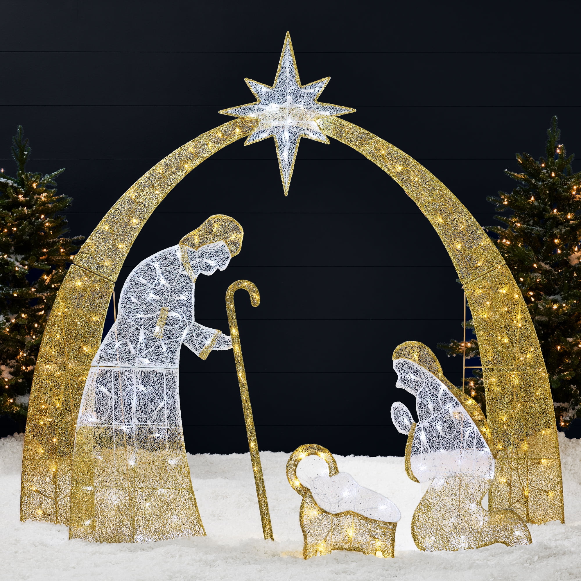 Walmart discount codes: Walmart Cyber Monday Deals 2025 - Best Choice Products 4.5ft Lighted 2D Christmas Nativity Scene Outdoor Yard Decor w/ 115 Twinkling LED Lights