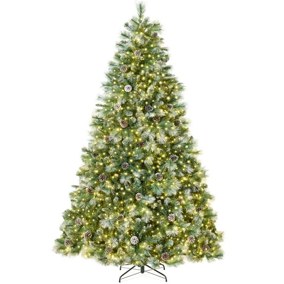 Best Choice Products 4.5ft Pre-Lit Frosted Scotch Pine Christmas Tree w/ 396 Branch Tips, 150 2-in-1 LED Lights