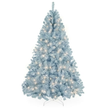 Best Choice Products 4.5ft Pre-Lit Ice Blue Christmas Tree, Artificial Holiday Decoration w/ 175 Lights
