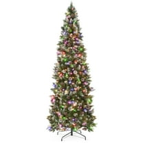Best Choice Products 4.5ft Pre-Lit Partially Flocked Pencil Christmas Tree w/ 150 2-in-1 Multicolor LED Lights