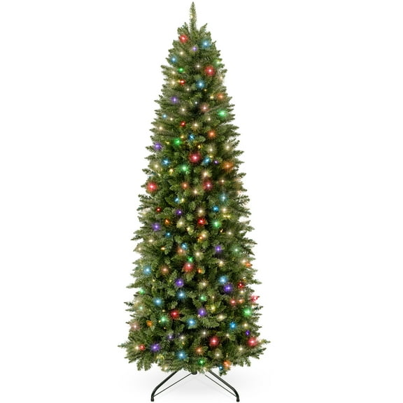 Best Choice Products 4.5ft Prelit Pencil Christmas Tree, Spruce Style Holiday Decor w/ 150 2-in-1 LED Lights, Base