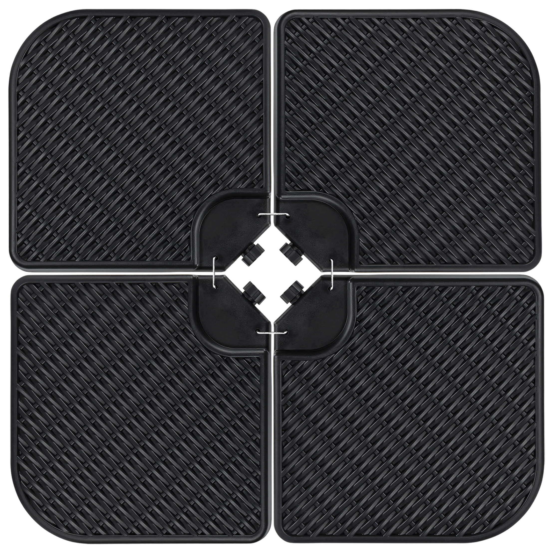 Black Faux Wicker Plastic Cantilever Patio Umbrella Base Set