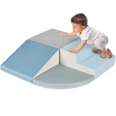 Best Choice Products Soft Foam Climbing Blocks for Toddlers, 4-Piece Play Set, Easy-Clean Vinyl - Blue