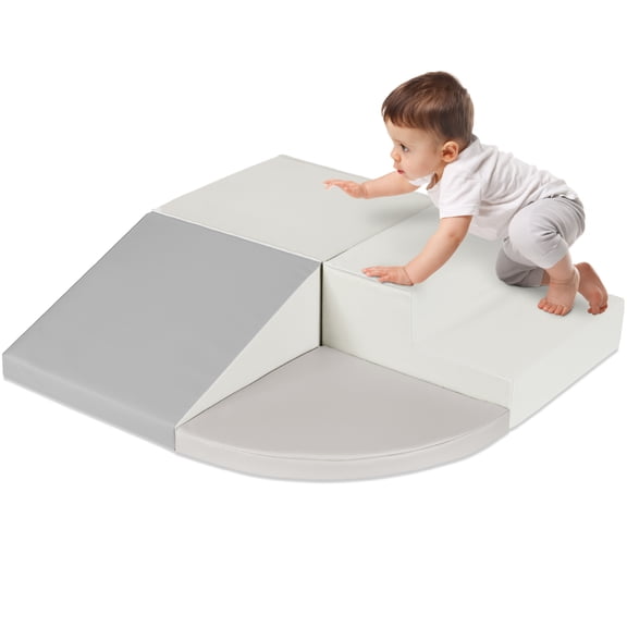 Best Choice Products Soft Foam Climbing Blocks for Toddlers, 4-Piece Play Set, Easy-Clean Vinyl - Neutral