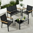 thumbnail image 1 of Best Choice Products 4-Piece Outdoor Textilene Patio Conversation Furniture Set w/ Loveseat, Table - Black/Black, 1 of 10