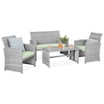 thumbnail image 1 of Best Choice Products 4-Piece Outdoor Wicker Patio Conversation Furniture Set w/ Table, Cushions - Gray/Light Mint, 1 of 8