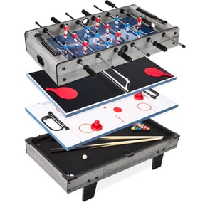 Best Choice Products 4-in-1 Multi Game Table, Childrens Arcade Set w/ Pool Billiards, Air Hockey, Foosball - Gray