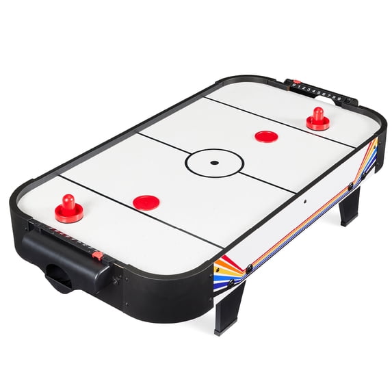 Best Choice Products 40in Air Hockey Arcade Table w/ 100V Motor, Electric Fan, 2 Strikers, 2 Pucks - Blue/White Arcade