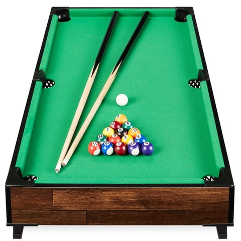 Best Choice Products 40in Tabletop Billiard Table, Pool Game Table w/ 2 Cue Sticks, Ball Set, Storage Bag - Walnut