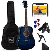 Best Choice Products 41in Full Size All-Wood Acoustic Guitar Starter Kit w/Gig Bag, E-Tuner, Pick, Strap, Rag - Blue