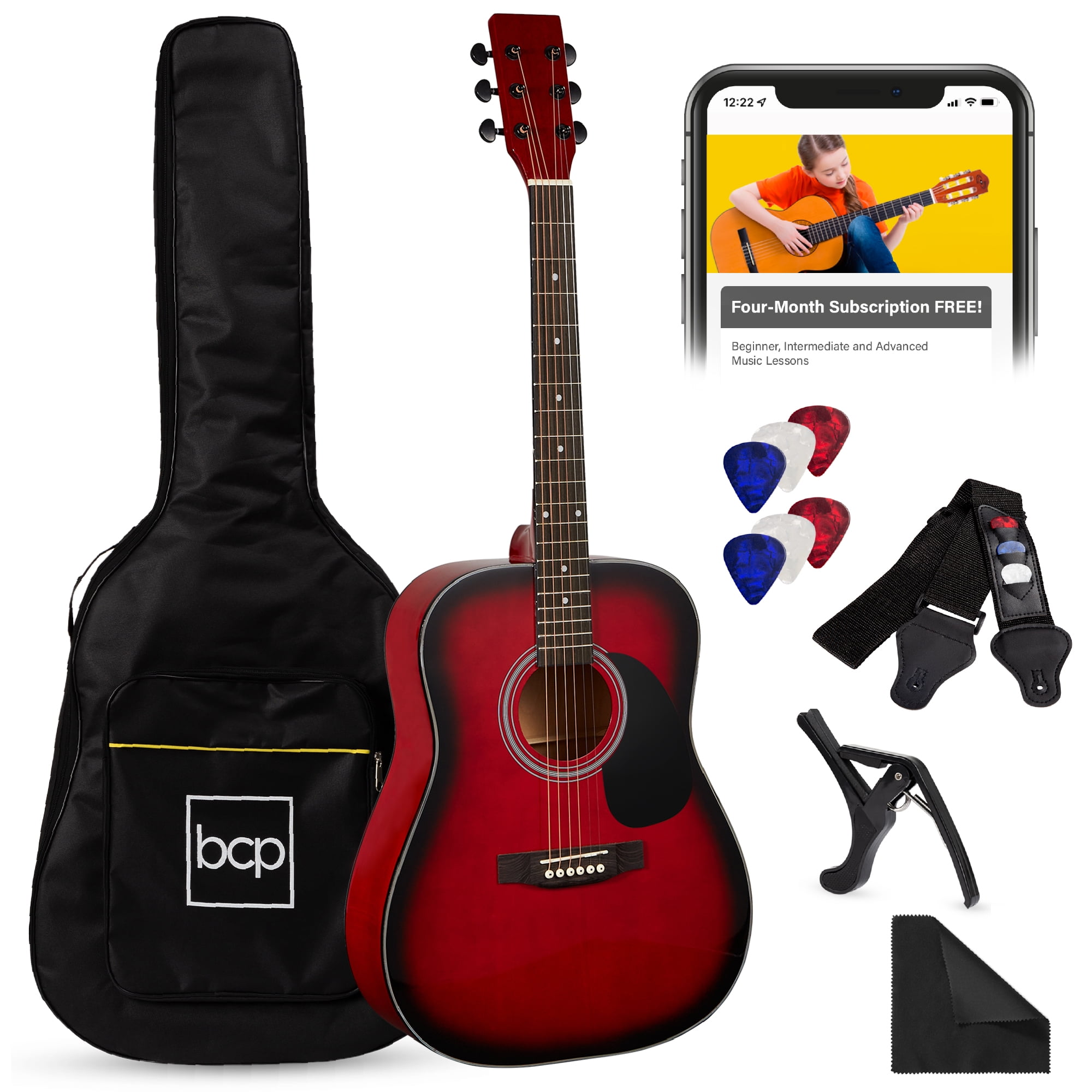 ONE HOUR LOVER 他 Best Choice 41in Full Size Acoustic Guitar Starter Kit w