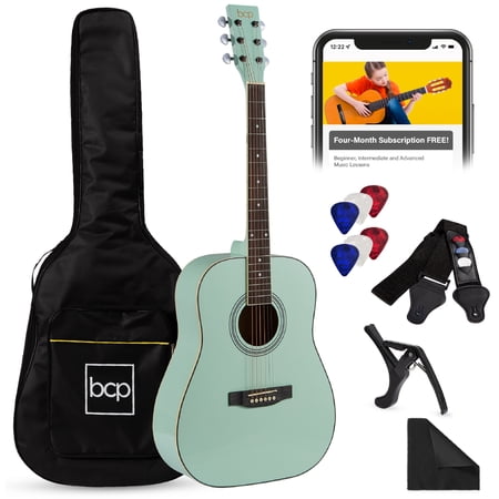 Best Choice Products 41in Full Size All-Wood Acoustic Guitar Starter Kit w/Gig Bag, E-Tuner, Pick, Strap - SoCal Green