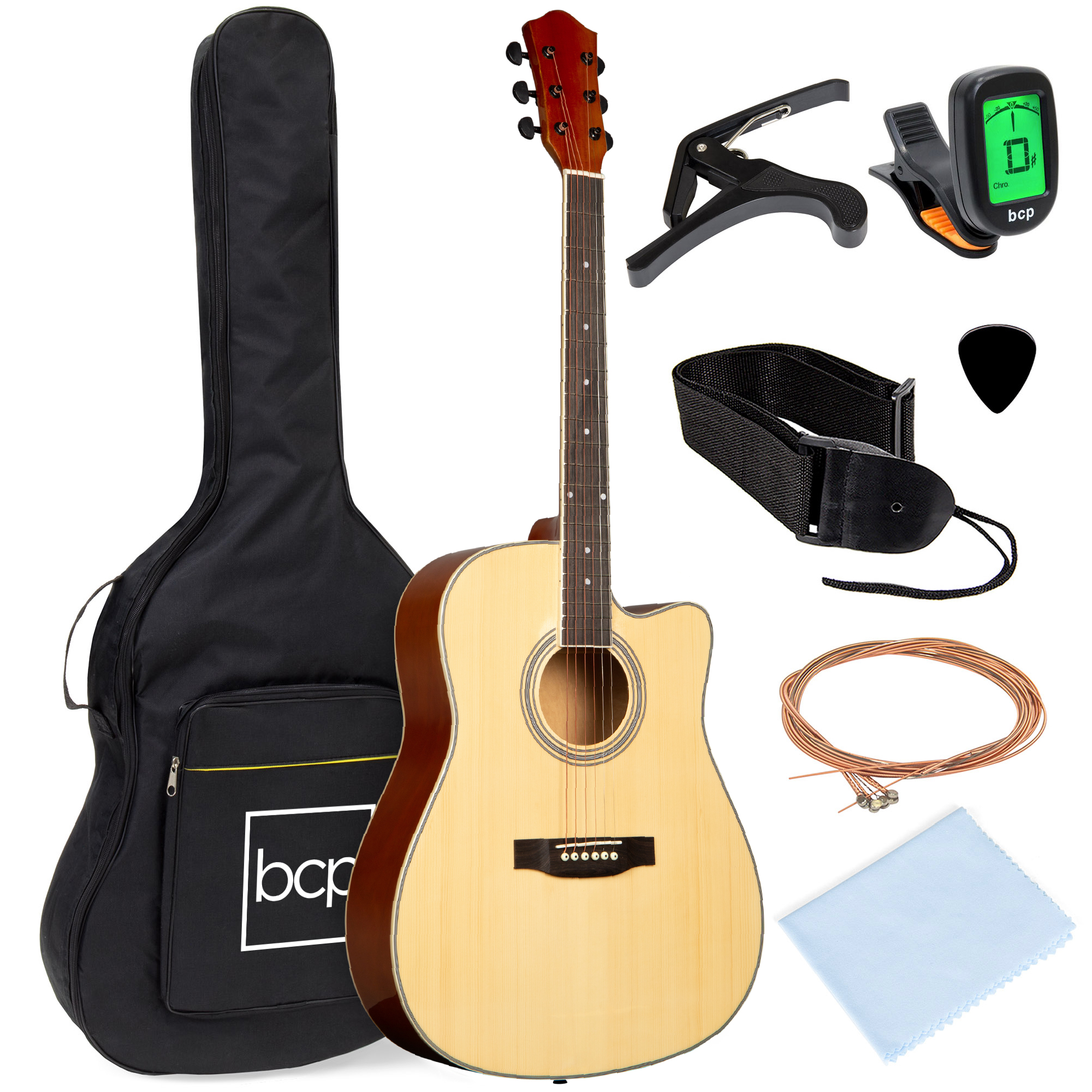 Best Choice Products 41in Full Size Beginner Acoustic Guitar Set with Case, Strap, Capo, Strings, Tuner - Natural - image 1 of 8