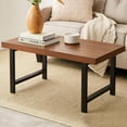 thumbnail image 1 of Best Choice Products 44in Modern Butcher Block Top Coffee Table, Rectangular Wood Accent Table w/ Metal Legs - Brown, 1 of 8