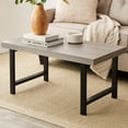 thumbnail image 1 of Best Choice Products 44in Modern Butcher Block Top Coffee Table, Rectangular Wood Accent Table w/ Metal Legs - Gray, 1 of 7