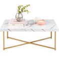 thumbnail image 1 of Best Choice Products 44in Rectangular Coffee Table, Living Room Accent Table w/ Faux Marble Top - White/ Bronze Gold, 1 of 7