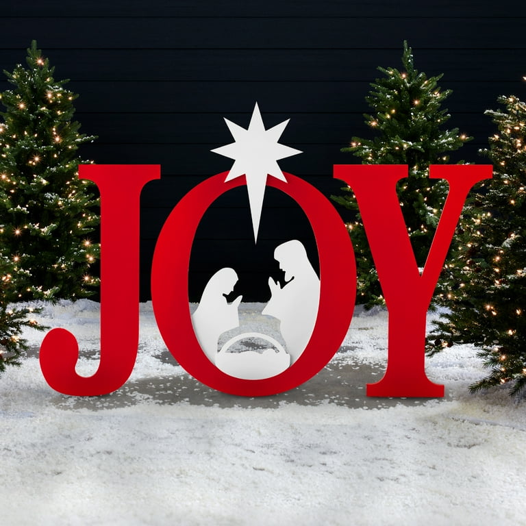 Best Choice 46in Outdoor JOY Christmas Set, Nativity Decor, Weather  Resistant PVC, Lawn Stakes - Red/White - Walmart.com