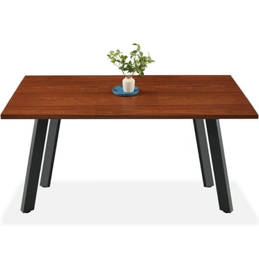 Best Choice Products 47 to 63in Modern Extendable Dining Table for 2-6 People w/ Leaf Extension, 2 Locks - Brown