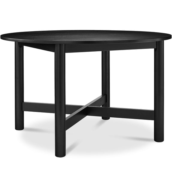 Best Choice Products 47In Round Solid Wood Dining Table, Modern Farmhouse Table For 4, Space Saving, Easy Assembly - Black