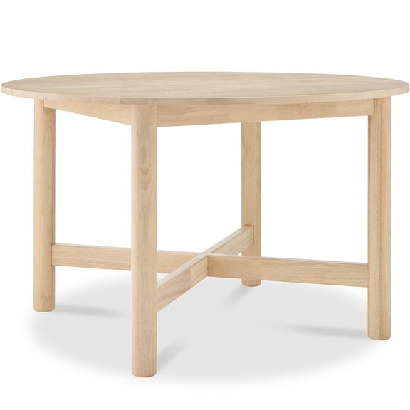 Best Choice Products 47In Round Solid Wood Dining Table, Modern Farmhouse Table For 4, Space Saving, Easy Assembly - Natural