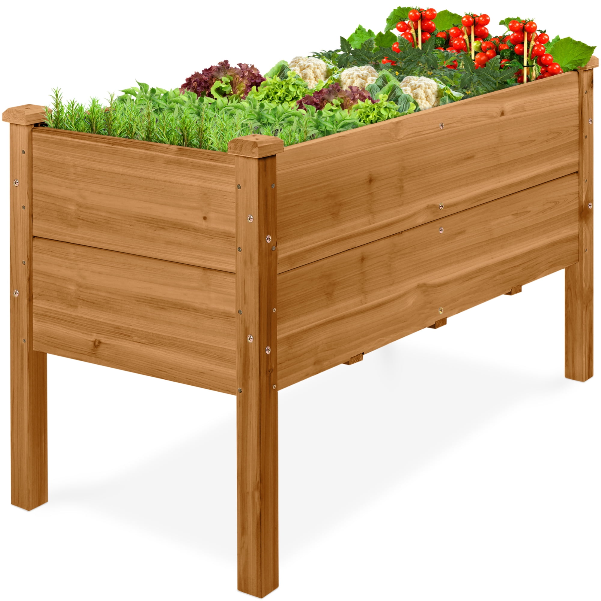 Best Choice Products 48" x 24" x 30" Raised Garden Bed, Extra Deep 16" Depth, Elevated Wood Planter Stand - Acorn Brown