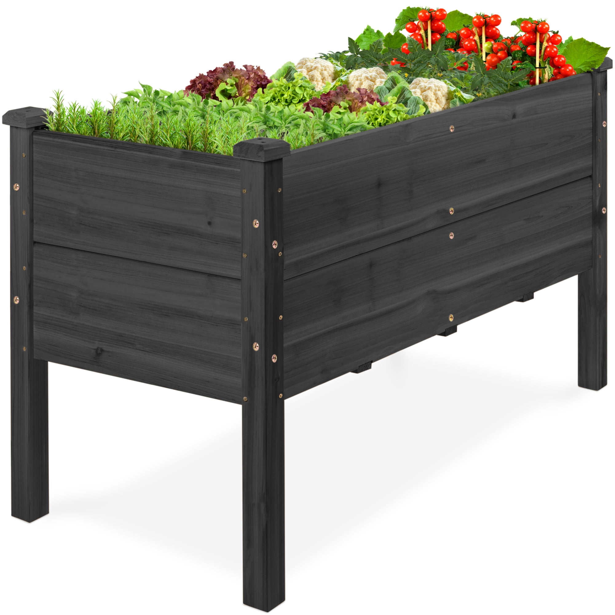 Best Choice Products 48" x 24" x 30" Raised Garden Bed, Extra Deep 16" Depth, Elevated Wood Planter Stand - Black