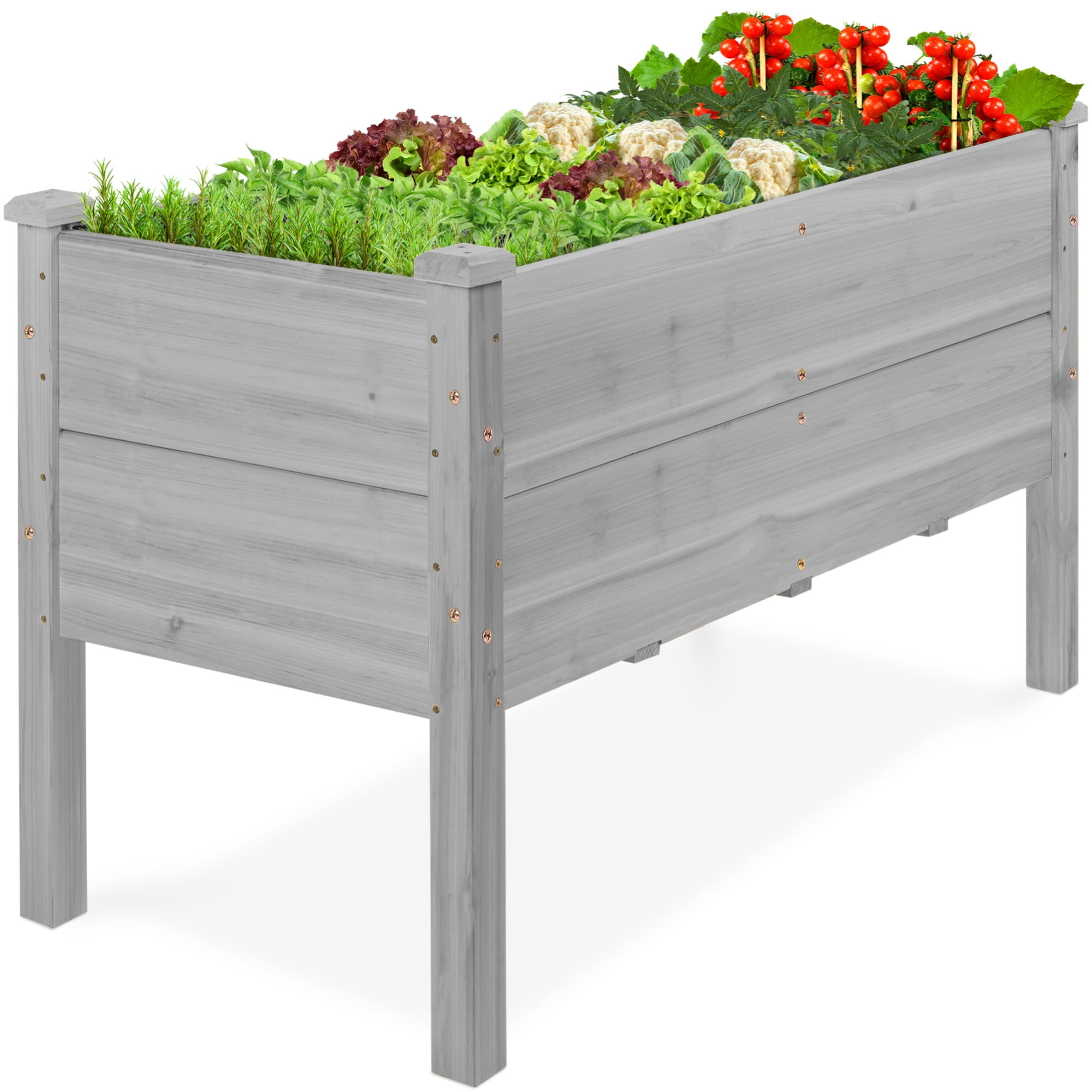 Best Choice Products 48" x 24" x 30" Raised Garden Bed, Extra Deep 16" Depth, Elevated Wood Planter Stand - Gray