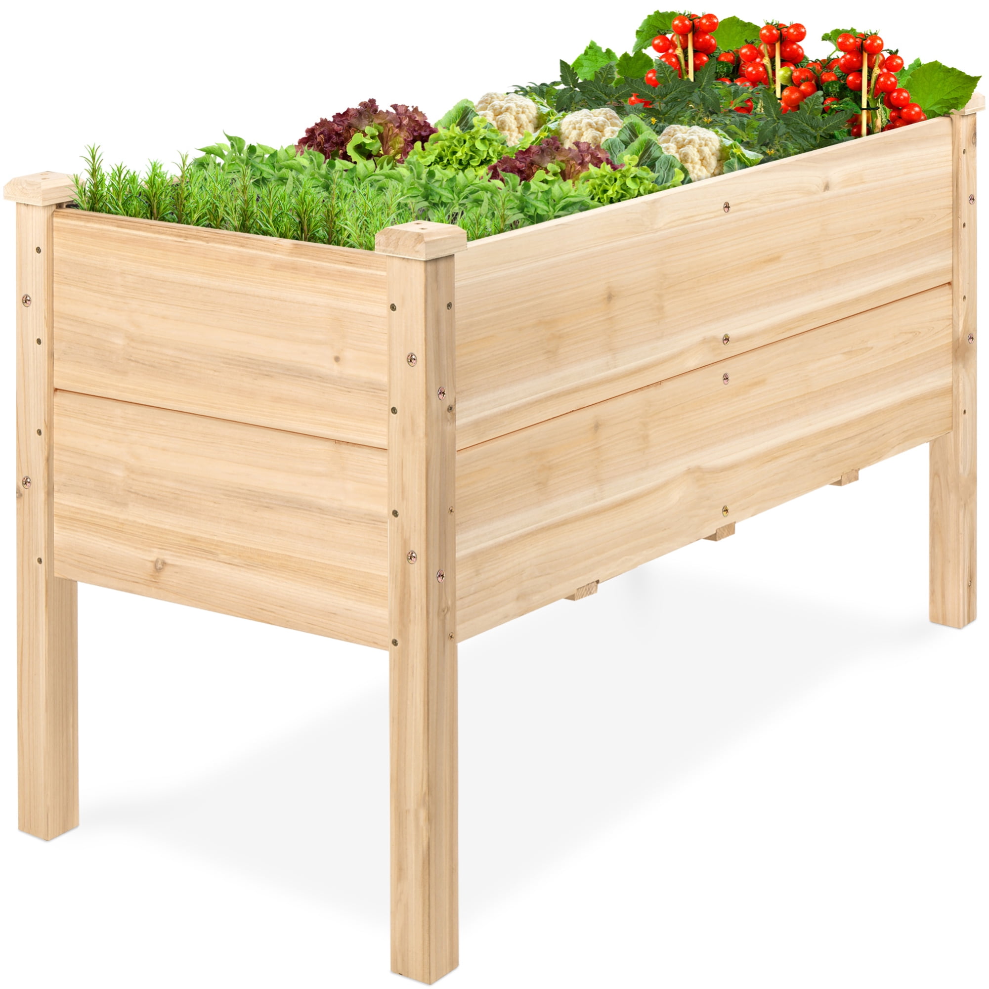 Best Choice Products 48" x 24" x 30" Raised Garden Bed, Extra Deep 16" Depth, Elevated Wood Planter Stand - Natural