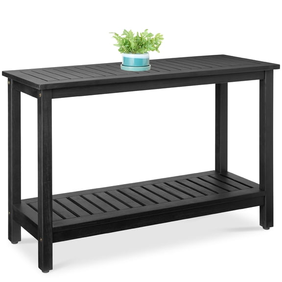 Best Choice Products 48in 2-Shelf Indoor Outdoor Wooden Console Table Multifunctional Buffet Bar Storage - Black