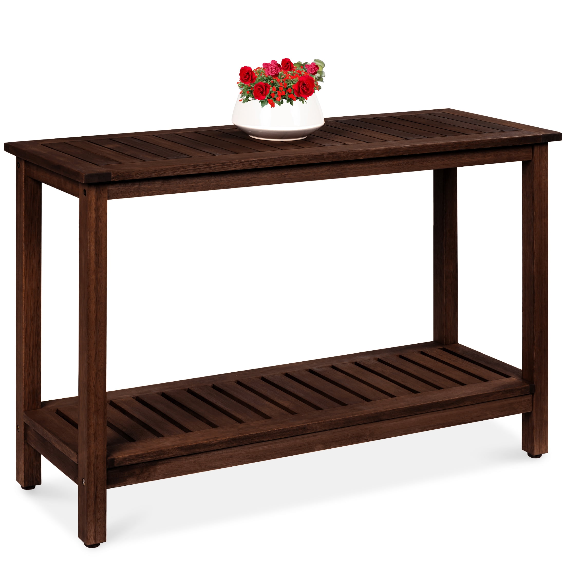 Espresso Eucalyptus Wood 50.5" Console Table with Storage
