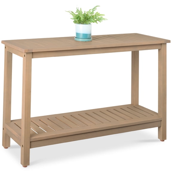 Best Choice Products 48in 2-Shelf Indoor Outdoor Wooden Console Table Multifunctional Buffet Bar Storage - Taupe