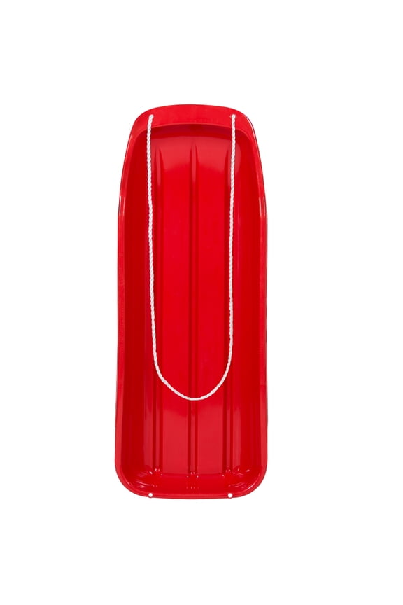 48in Kids Outdoor Plastic Sport Toboggan Winter Snow Sled Board Toy w/ Pull Rope - Red