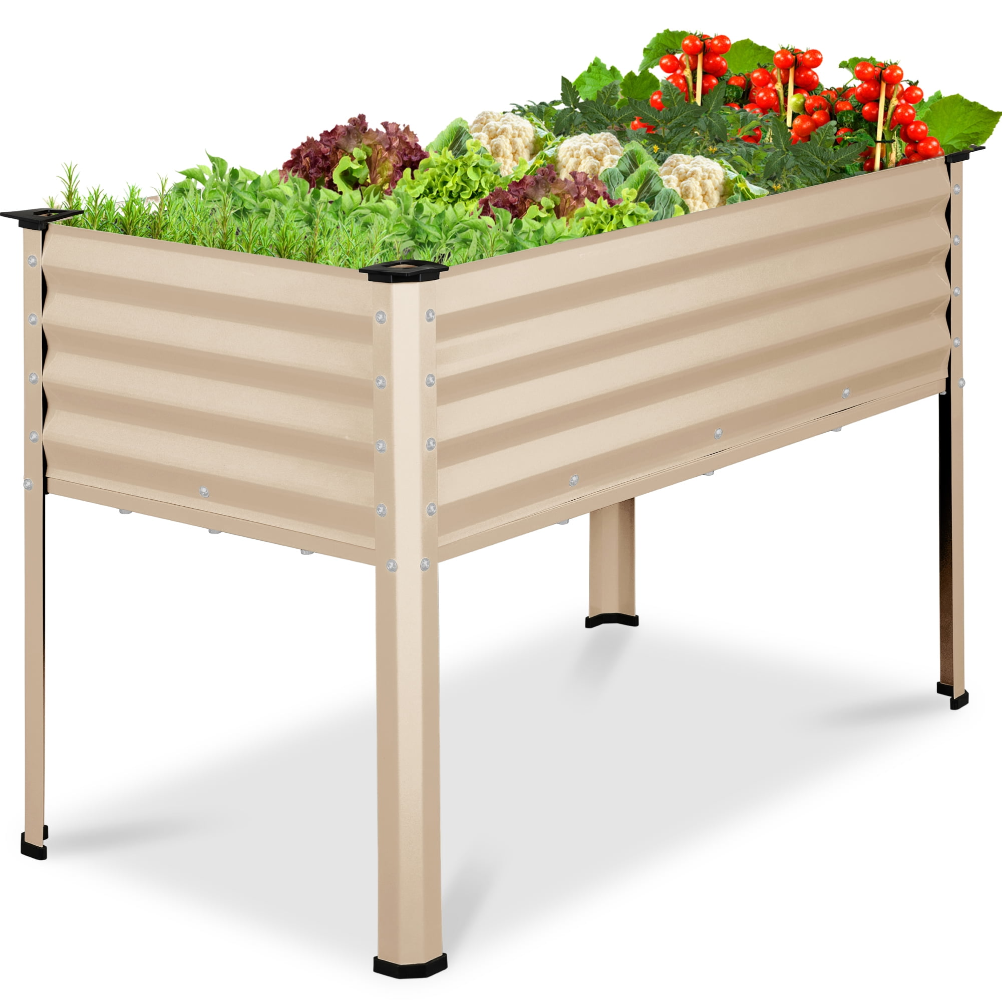 Best Choice Products 48x24x30in Elevated Galvanized Metal Garden Bed w/ Corner Protectors - Beige