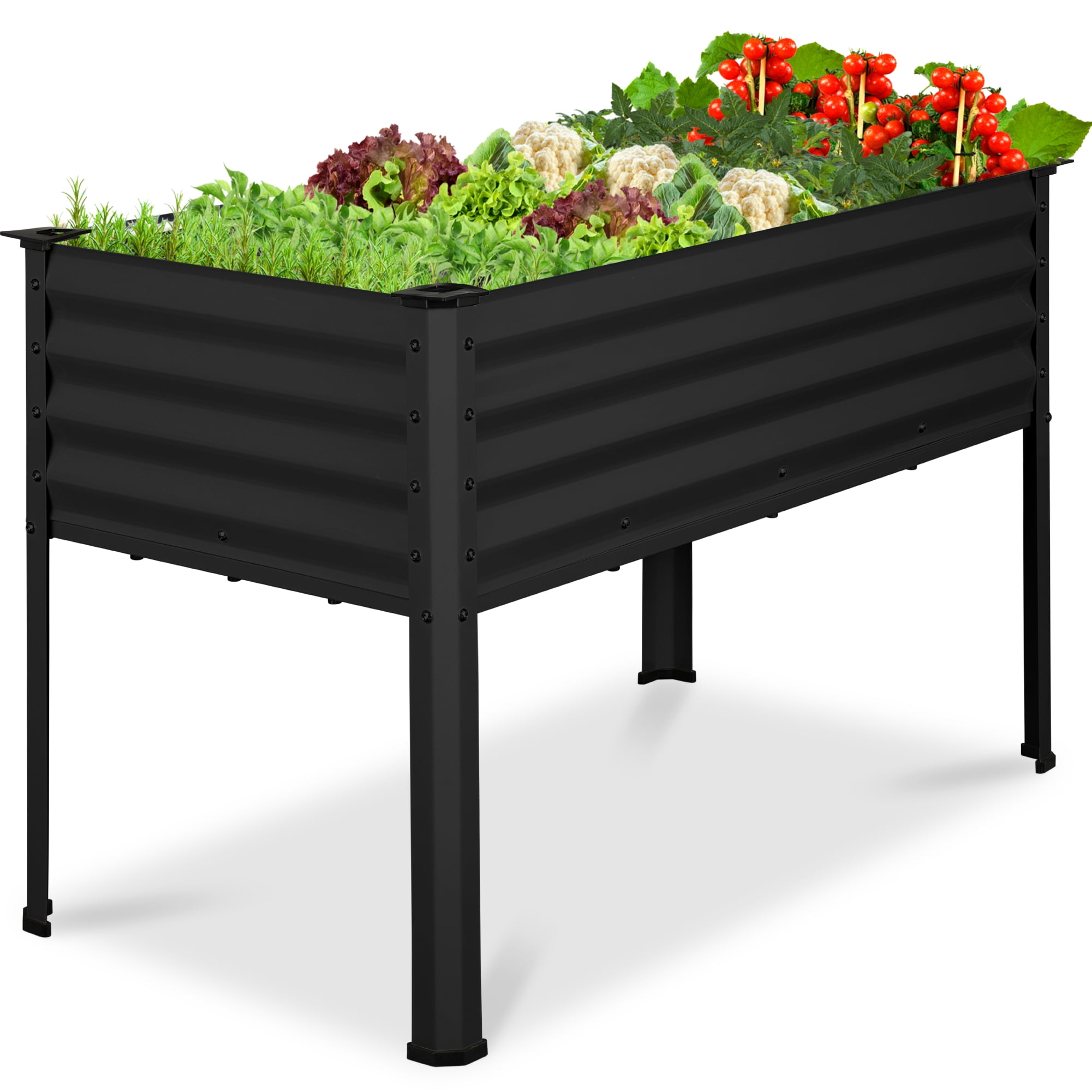Best Choice Products 48x24x30in Elevated Galvanized Metal Garden Bed w/ Corner Protectors - Black