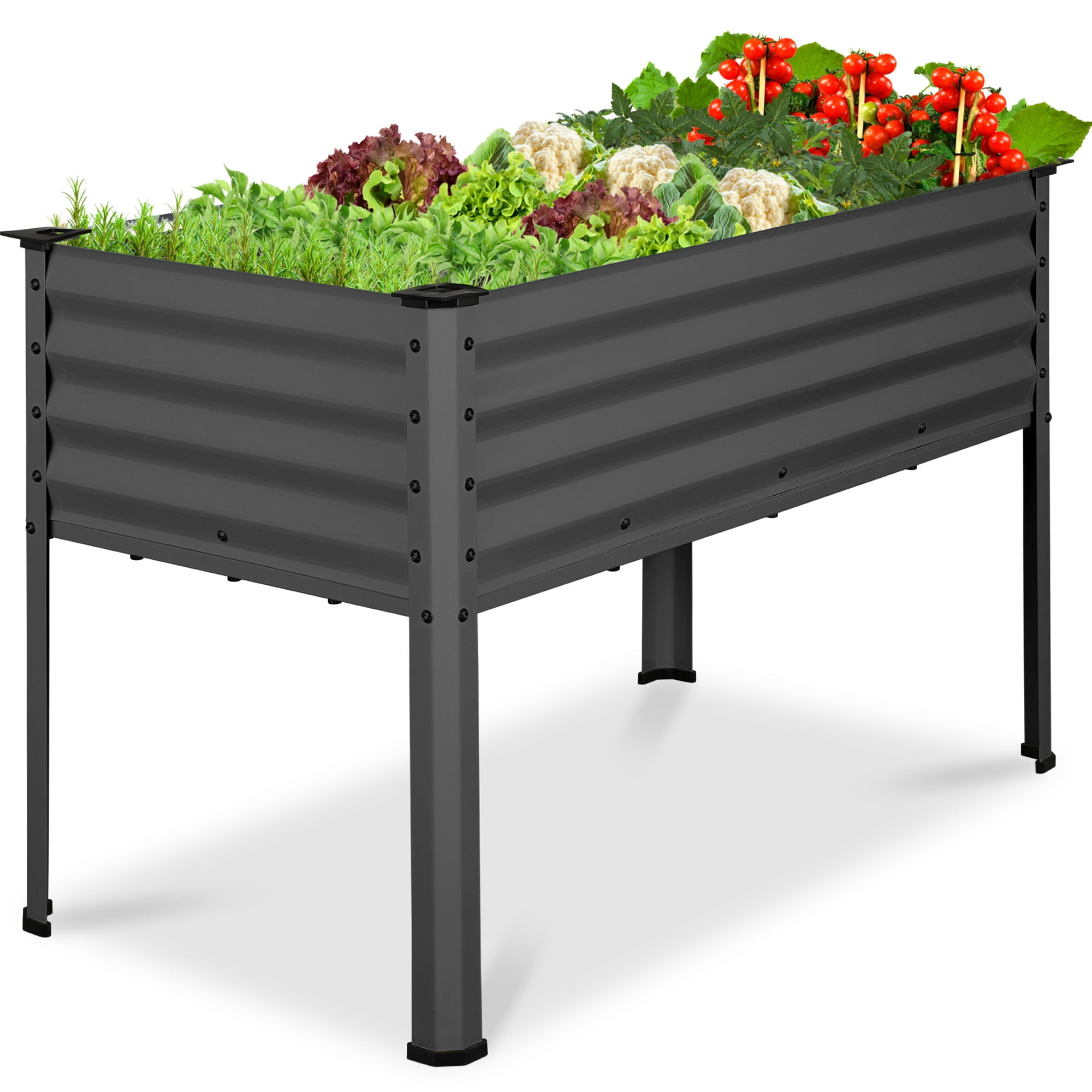 Best Choice Products 48x24x30in Elevated Galvanized Metal Garden Bed w/ Corner Protectors - Charcoal