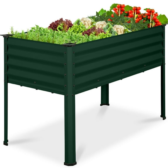 Best Choice Products 48x24x30in Elevated Galvanized Metal Garden Bed w/ Corner Protectors - Dark Green