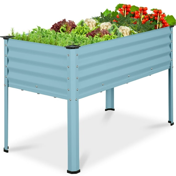 Best Choice Products 48x24x30in Elevated Galvanized Metal Garden Bed w/ Corner Protectors - Mist Blue