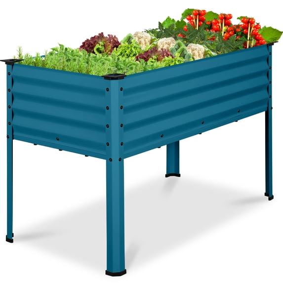 Best Choice Products 48x24x30in Elevated Galvanized Metal Garden Bed w/ Corner Protectors - Peacock Blue