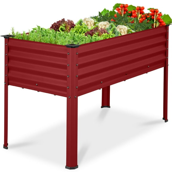 Best Choice Products 48x24x30in Elevated Galvanized Metal Garden Bed w/ Corner Protectors - Royal Red