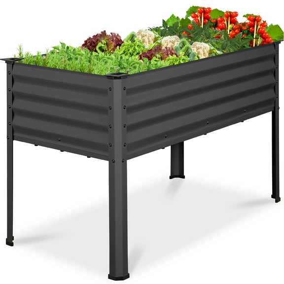 Best Choice Products 48x24x30in Elevated Galvanized Metal Garden Bed w/ Corner Protectors - Shadow Gray
