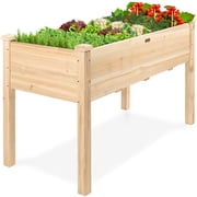 Best Choice Products 48x24x30in Raised Garden Bed, Elevated Wooden Planter for Yard w/ Foot Caps, Liner - Natural