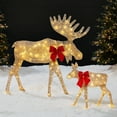 thumbnail image 1 of Best Choice Products 4ft 2-Piece Lighted 2D Christmas Moose Set Outdoor Decor w/ 125 LED Lights, Stakes - Gold, 1 of 8