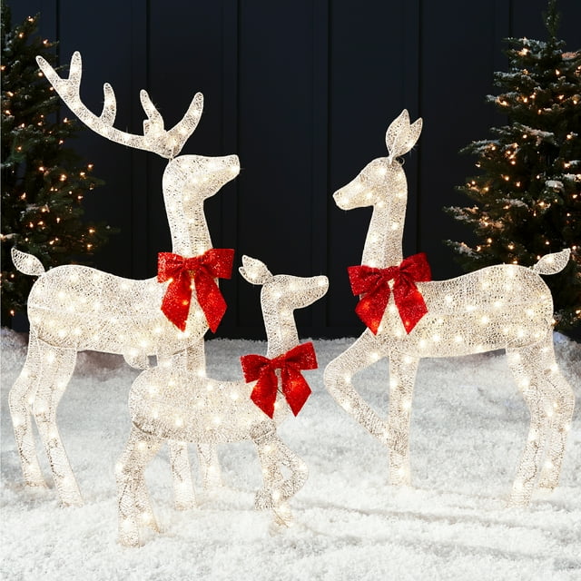Best Choice 4ft Xmas Lit Buck, 3Piece 2D Outdoor Reindeer Set with 175