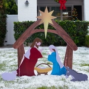 Best Choice Products 4ft Outdoor Nativity Scene, Weather-Resistant Decor, Christmas Family Yard Decoration, PVC