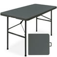 thumbnail image 1 of Best Choice Products 4ft Plastic Folding Table, Indoor Outdoor Heavy Duty Portable w/ Handle, Lock for Picnic - Dark Gray, 1 of 7
