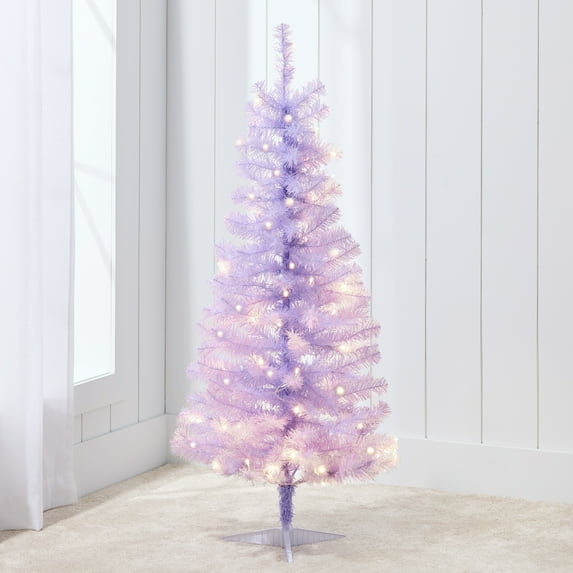 Best Choice Products 4ft Pre-lit Colored Christmas Tree, Artificial Tree Holiday Decor w/ LED Lights -Lavender