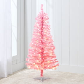 Best Choice Products 4ft Prelit Colored Christmas Tree, Artificial Tree Holiday Decor w/ 70 LED Lights - Pink Tinsel