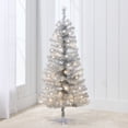 thumbnail image 1 of Best Choice Products 4ft Prelit Colored Christmas Tree, Artificial Tree Holiday Decor w/ LED Lights - Silver Tinsel, 1 of 9