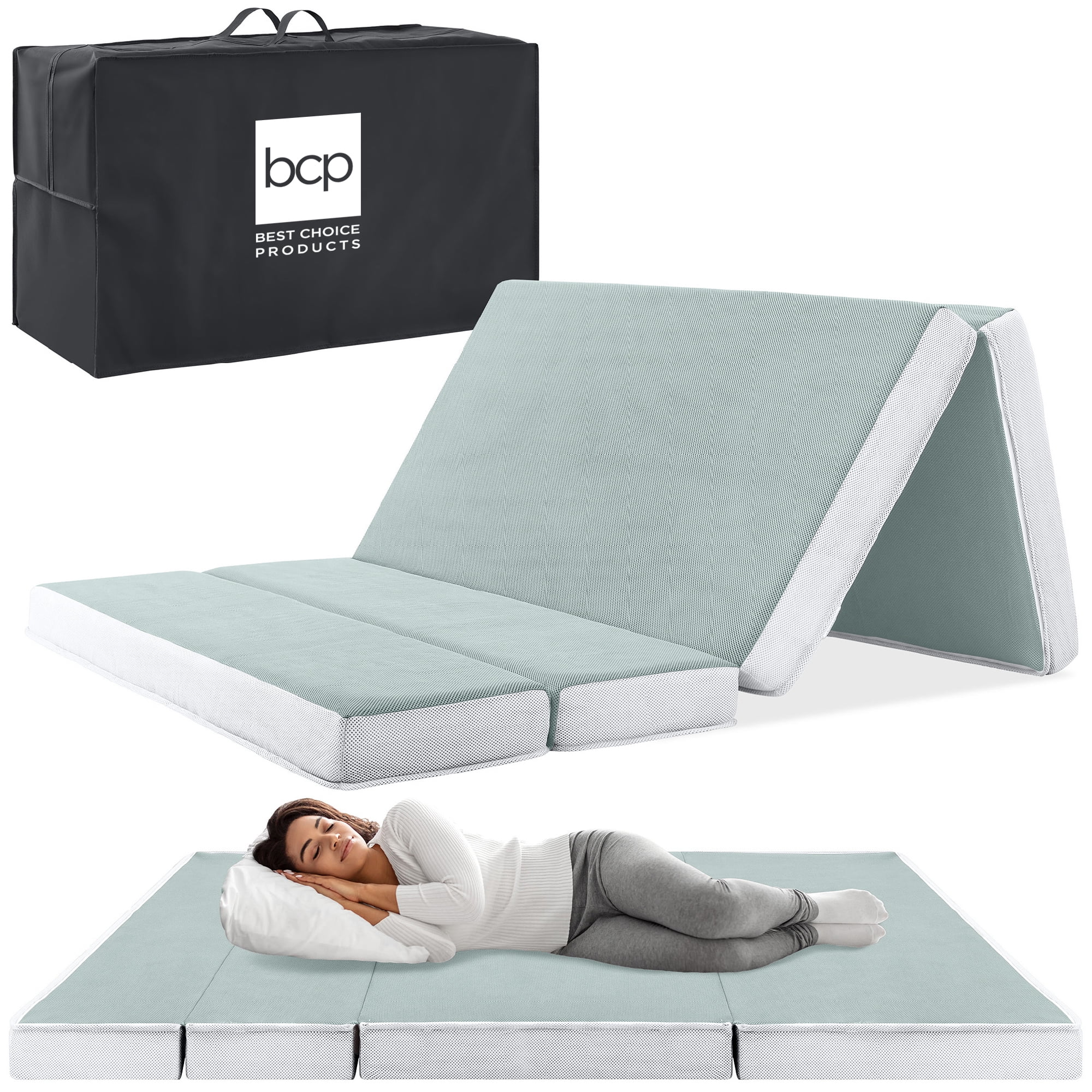Seafoam Full-Size Foldable Foam Mattress with Carry Case