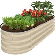 Best Choice Products 4x2x1ft Outdoor Raised Metal Oval Garden Bed, Planter Box for Vegetables, Flowers - Beige